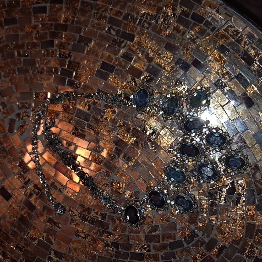 Blue Rhinestone Statement Necklace - image 2